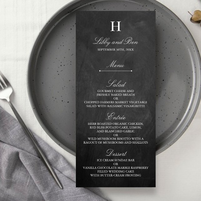 Chic Chalkboard Wedding Menu Template (Creator Uploaded)