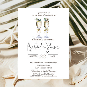 Chic Champagne Beach Summer Bridal Shower Invitation