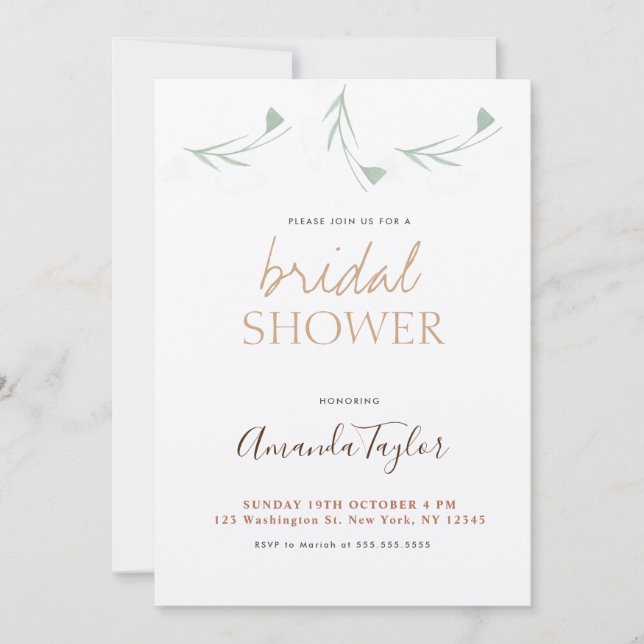 Chic Champagne Colour Minimalist Bridal Shower Invitation (Front)