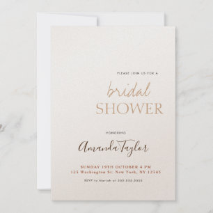 Chic Champagne Colour Minimalist Bridal Shower Invitation