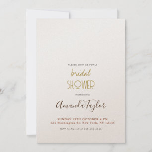 Chic Champagne Colour Minimalist Bridal Shower Invitation