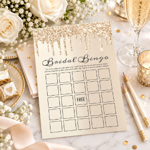 Chic Champagne Dripping Glitter Bridal Bingo Game