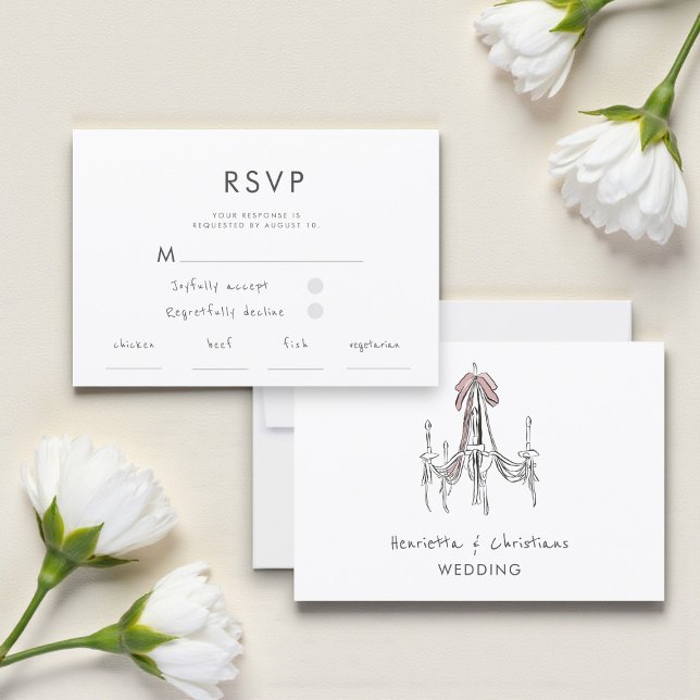 Chic Chandelier Watercolor Wedding RSVP Card (Creator Uploaded)