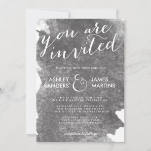 CHIC CHARCOAL WATERCOLOR WEDDING INVITATION