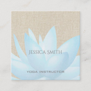 Chic charming elegant watercolor lotus flower square business card