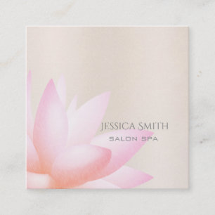 Chic charming pale pink watercolor lotus flower square business card