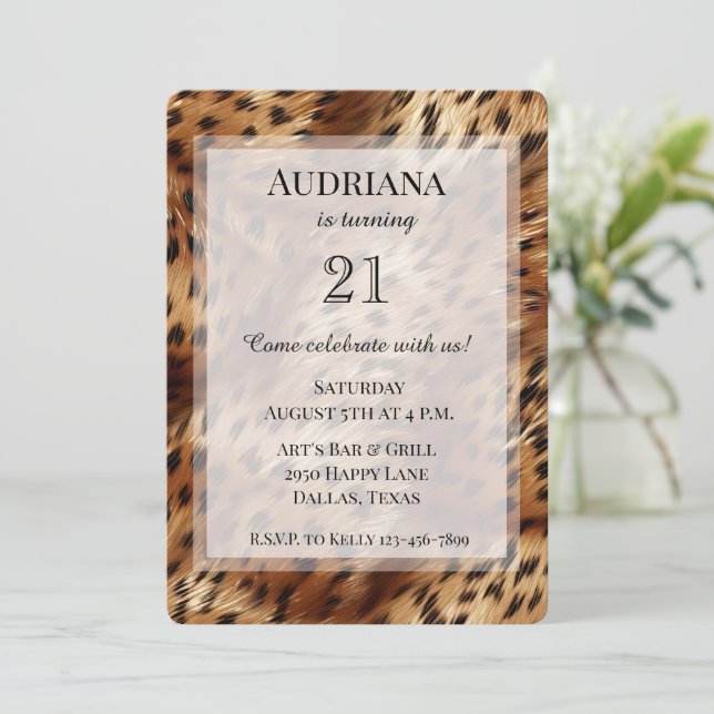 Chic Cheetah Animal Print Birthday Invitation (Standing Front)