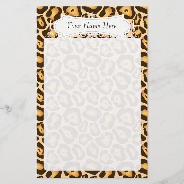 Chic Cheetah Fashion Print Personalised Stationery (Front)