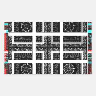 Chic Chequered Black, White & Red Graphics Design Rectangular Sticker