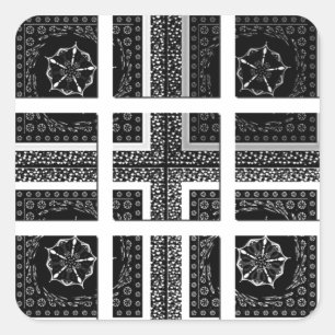 Chic Chequered Black, White & Red Graphics Design Square Sticker