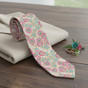 Chic Cherry Blossom Floral Art Wedding Necktie