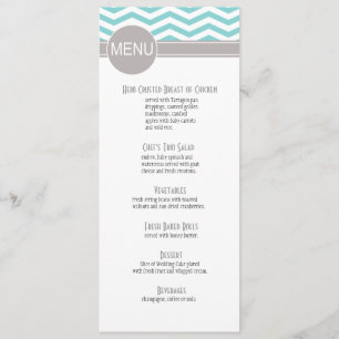 Chic Chevron Dinner Menu   teal