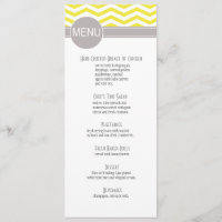 Chic Chevron Dinner Menu | yellow