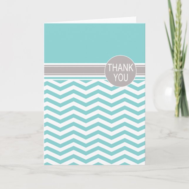 Chic Chevron Monogram | teal Thank You (Front)