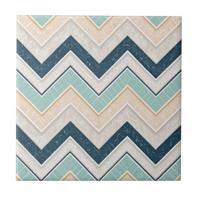 Chic Chevron Pattern Decorative 4.25" Square Ceramic Tile (Front)