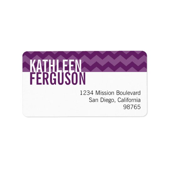 Chic chevron pattern purple custom return address address label
