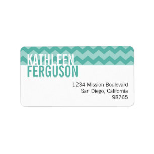 Chic chevron pattern teal custom return address label