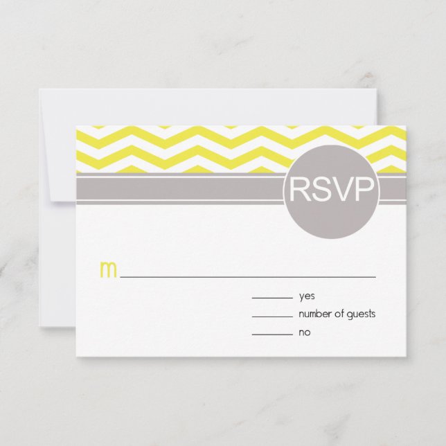 Chic Chevron RSVP | yellow (Front)