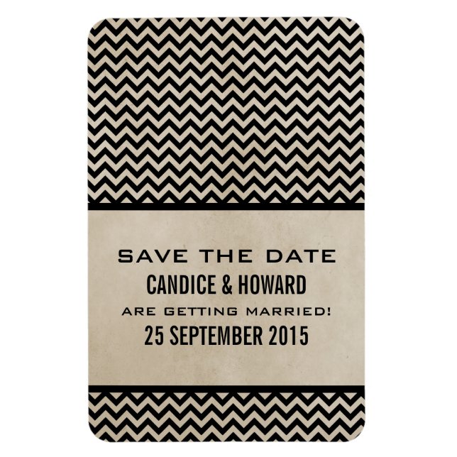 Chic Chevron Save the Date Magnet, Ebony Magnet (Vertical)