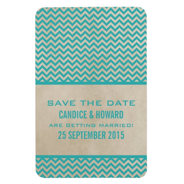 Chic Chevron Save the Date Magnet, Teal Magnet (Vertical)