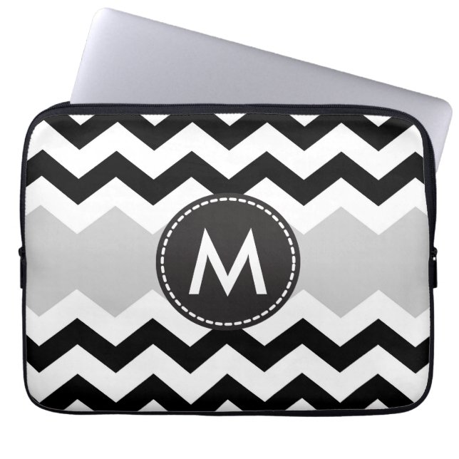 Chic Chevron Stripes Pattern Laptop Sleeve (Front)