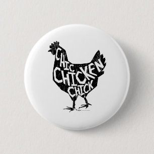 Chic Chicken Chick Vintage Pattern Design _1 6 Cm Round Badge