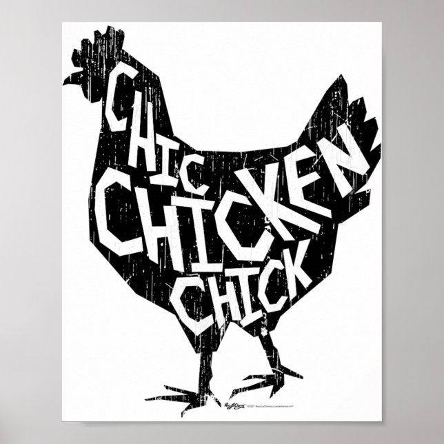 Chic Chicken Chick Vintage Pattern Design  Poster (Front)