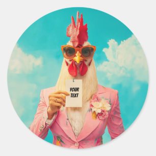 Chic Chicken in Pink Suit Classic Round Sticker