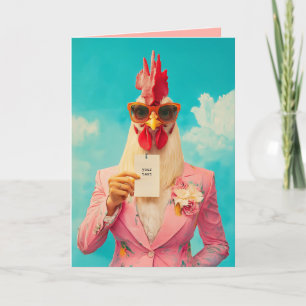 Chic Chicken in Pink Suit Invitation