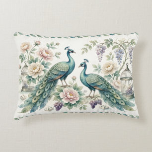 Chic Chinoiserie Peacock Mahjong Decorative Cushion