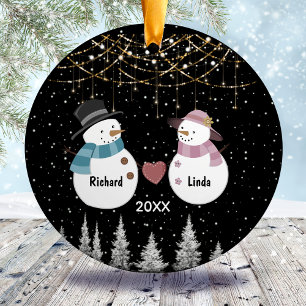 Chic Christmas anniversary engaged married couple  Ceramic Ornament