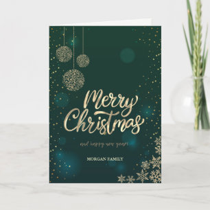 Chic Christmas Balls  Snowflakes Holiday Card