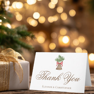 Chic Christmas Bell Wedding Customized Thank You Card