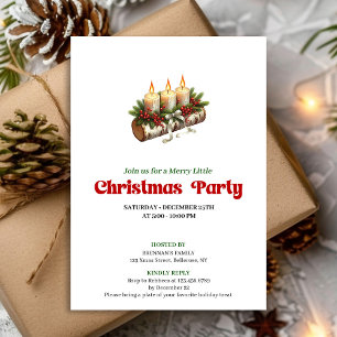 Chic Christmas Candles Pine Wreath Invite Card