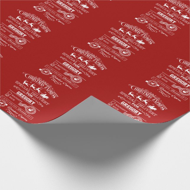 Chic Christmas Express Special Delivery Monogram Wrapping Paper (Corner)