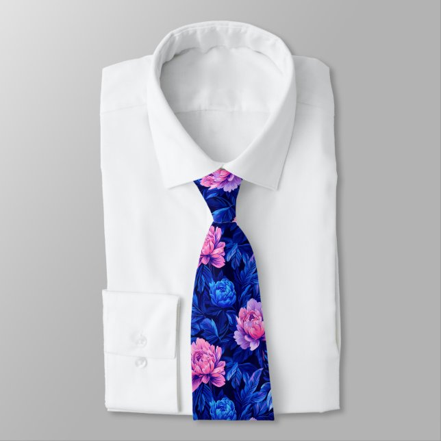 Chic Christmas Gift For Boyfriend Peonies Flower Tie (Tied)