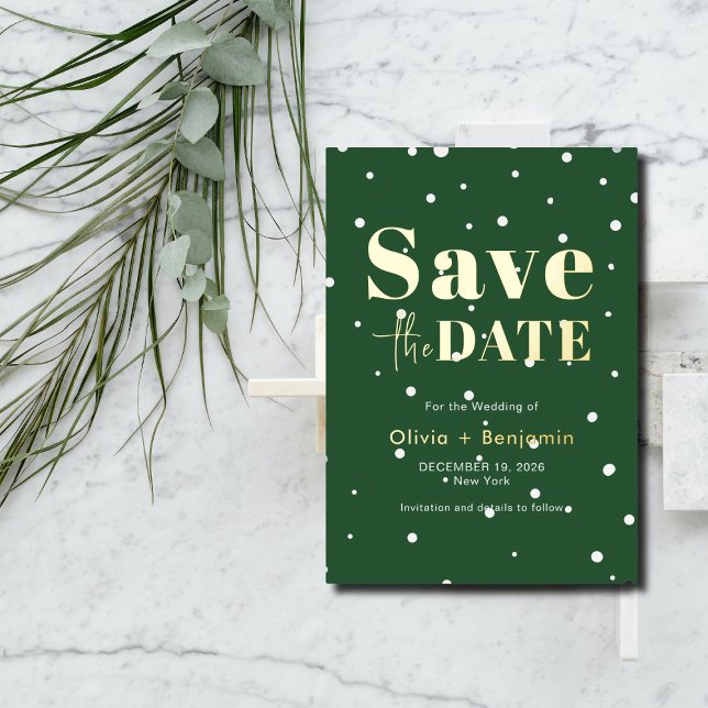 Chic Christmas Green Elegant Wedding Save The Date (Chic Christmas Green Elegant Wedding Save The Date Foil Invitation)