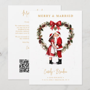 Chic Christmas Heart Wreath Santa Couple Red TLW26 Save The Date
