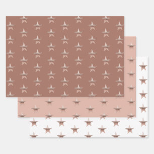 Chic Christmas metallic rose gold star  Wrapping Paper Sheet