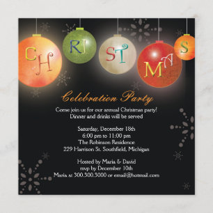 Chic Christmas Ornaments Fun Holiday Party Invitation