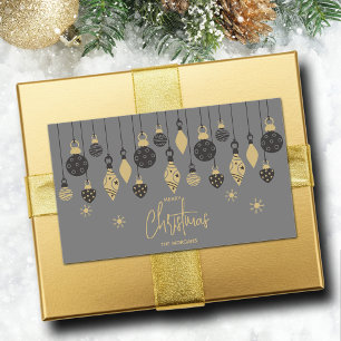 Chic Christmas Ornaments on Grey  Rectangular Sticker