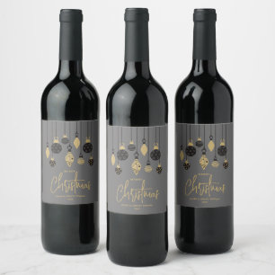 Chic Christmas Ornaments Wine Label