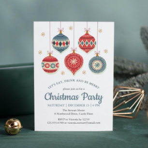 Chic Christmas Party Ornament Invitation