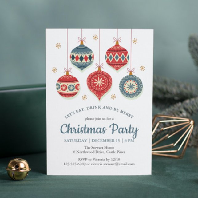 Chic Christmas Party Ornament Invitation (Creator Uploaded)