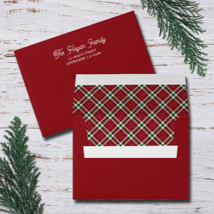 Chic Christmas Plaid Lined Red Envelope