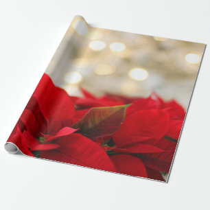 Chic Christmas Poinsettia Holiday Wrapping Paper