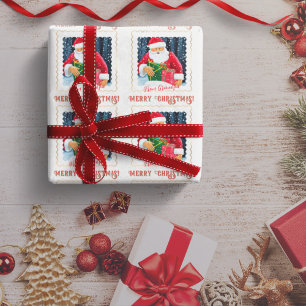 Chic Christmas Santa under the snow with gifts Wrapping Paper
