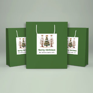 Chic Christmas Tree Leopard Print Gift Bag Custom
