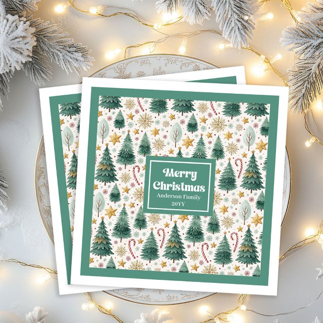 Chic Christmas Trees Earthy Holiday Paper Napkins (Chic Christmas Trees Earthy Holiday Paper Napkins)