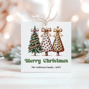 Chic Christmas Trees Minimalist Custom Name Gift   Favour Tags